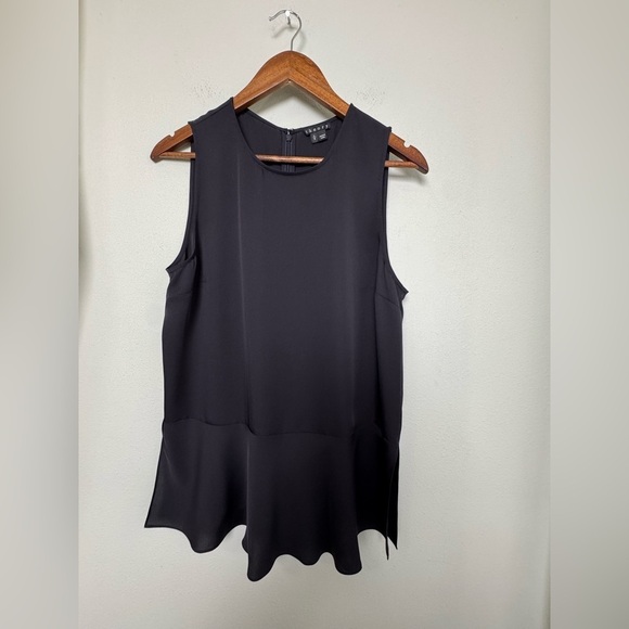 Theory Womens 100% Silk Nicella Modern Tank Top Blouse Peplum Black Size Large - Picture 2 of 11
